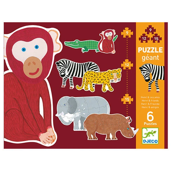 Djeco Jumbo Puzzel Henri En Vrienden 9-12-15st 3 Djeco Jumbo Puzzel Henri En Vrienden 9-12-15st
