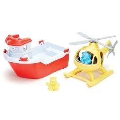 Green Toys Reddingsboot En Helikopter -Little Dutch || Djeco Verkoopwinkel green toys green toys reddingsboot en helikopter 2