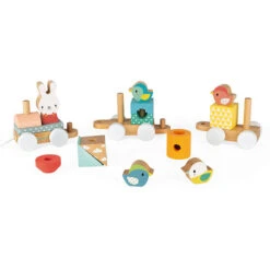 Janod Blokkentrein Pure -Little Dutch || Djeco Verkoopwinkel janod speelgoed janod blokkentrein pure 5