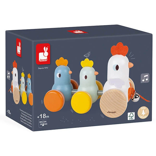 Janod Trekdier Kip En Kuikens 4 Janod Trekdier Kip En Kuikens - Afbeelding 2