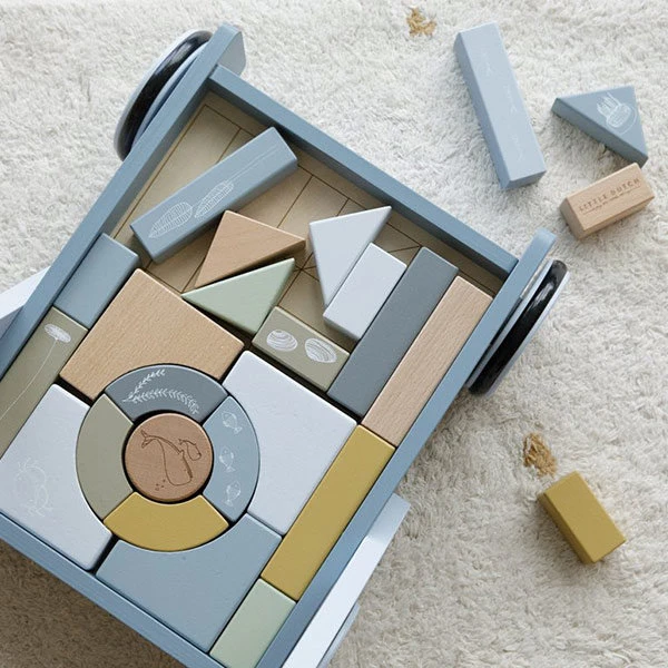 Little Dutch Loopwagen - Blokkenkar Ocean 4 Little Dutch Loopwagen - Blokkenkar Ocean - Afbeelding 2