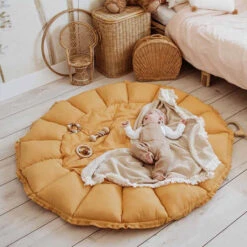 Play And Go Speelmat Bloom Mustard Organic -Little Dutch || Djeco Verkoopwinkel play and go play and go speelmat bloom mustard org 2