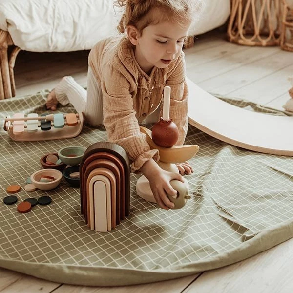 Play And Go Speelmat En Opbergzak Organic Grid Green 4 Play And Go Speelmat En Opbergzak Organic Grid Green - Afbeelding 2