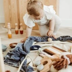 Play And Go Speelmat En Opbergzak Organic Grid Blue -Little Dutch || Djeco Verkoopwinkel play and go play and go speelmat en opbergzak orga 2