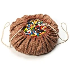 Play And Go Speelmat En Opbergzak Organic Grid Brown -Little Dutch || Djeco Verkoopwinkel play and go play and go speelmat en opbergzak orga 25