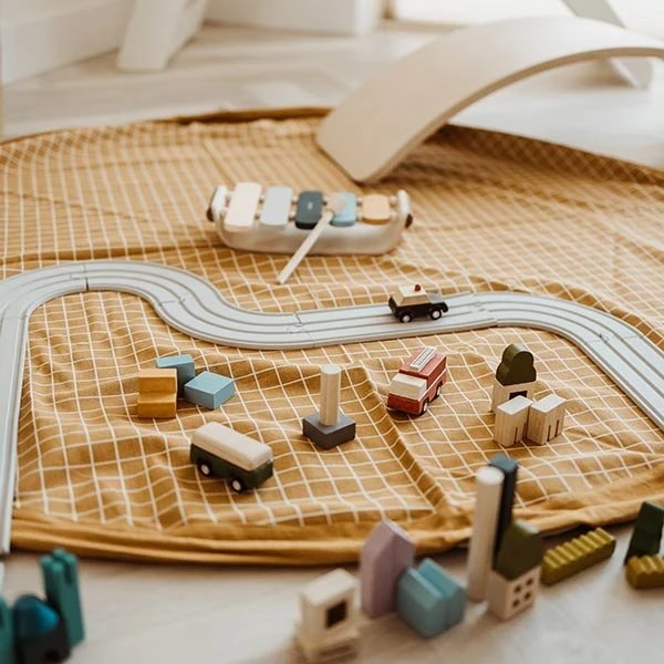 Play And Go Speelmat En Opbergzak Organic Grid Mustard 4 Play And Go Speelmat En Opbergzak Organic Grid Mustard - Afbeelding 2