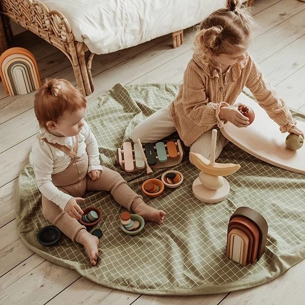 Play And Go Speelmat En Opbergzak Organic Grid Green 3 Play And Go Speelmat En Opbergzak Organic Grid Green