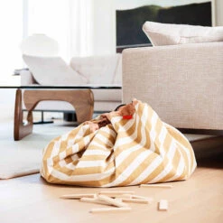 Speelmat En Opbergzak Stripes Mustard - Play & Go